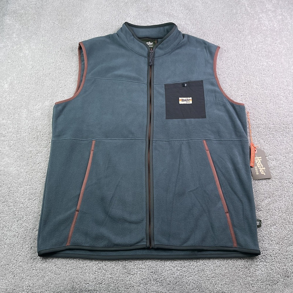 NEW Howler Bros Vest Mens 2XL XXL‎ Fog Grey Free Range Polar Fleece Full Zip NWT